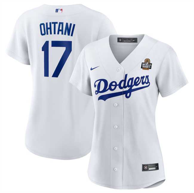 Women%27s Los Angeles Dodgers #17 Shohei Ohtani White 2024 World Series Cool Base Stitched Jersey(Run Small) Dzhi->new york yankees->MLB Jersey